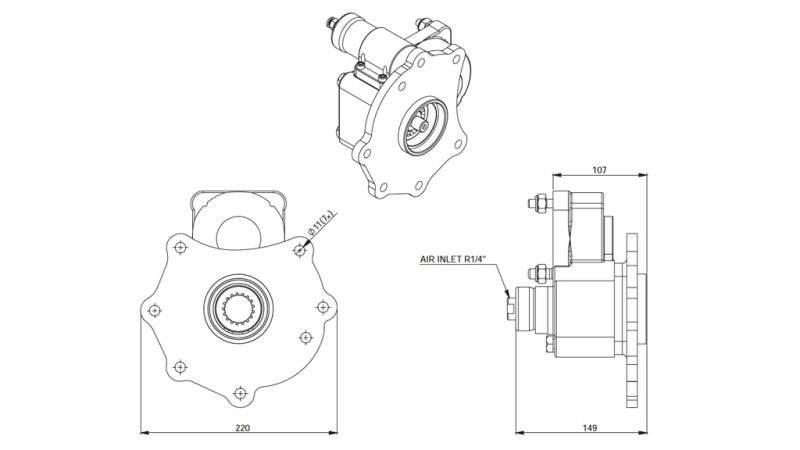 Dimensioner UDGANG FOR HYDRAULISK PUMPE - MERCEDES ATEGO-2 - 7 HUL