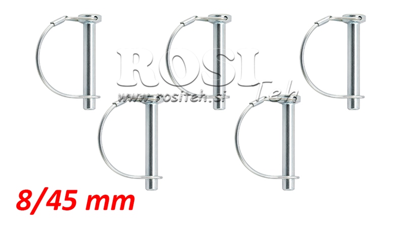 CONFEZIONE DA 5 SPINOTTI PER MOTOZAPPA fi 8/45 mm