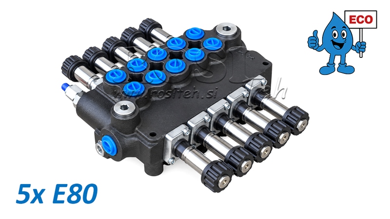 HYDRAULISCHES MAGNETVENTIL (OHNE SPULEN) – 5-SEKTIONEN-STEUERVENTIL 5xE80 ECO
