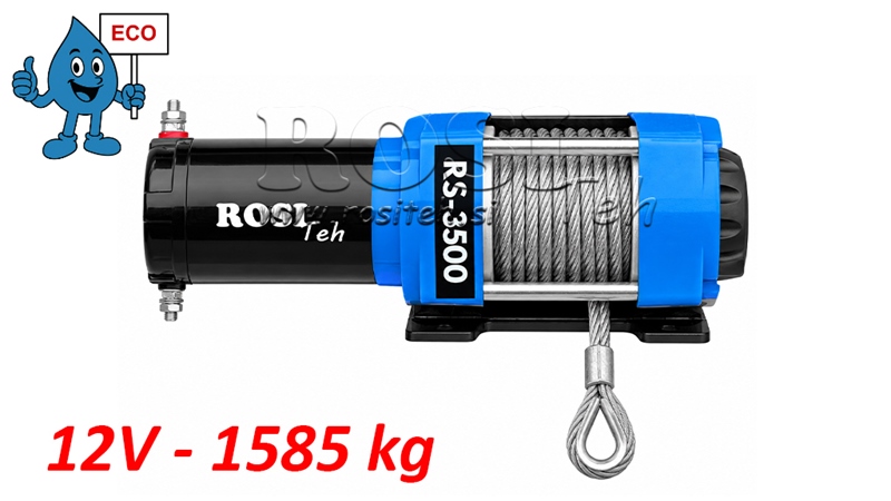 12 V ELEKTRISCHE SEILWINDE RS-3500 - 1585 KG - STAHLSEIL - ECO