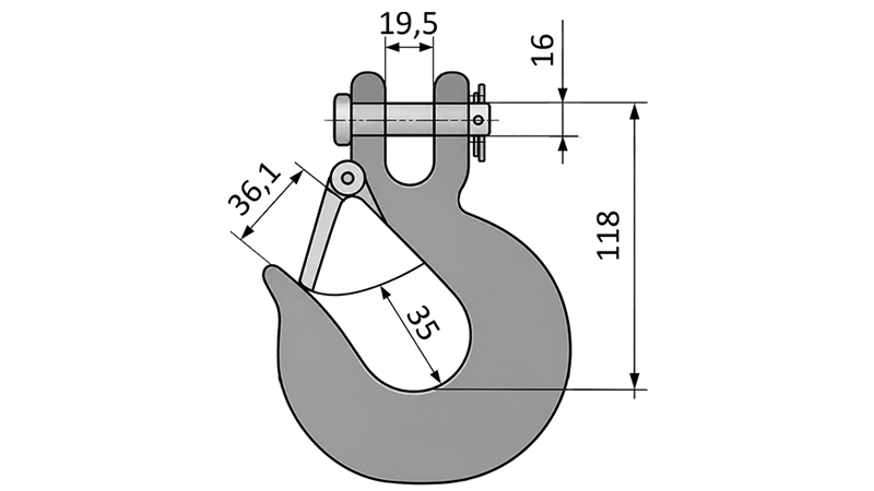 HAKEN MIT SICHERHEITSKLAPPE - 5000 KG