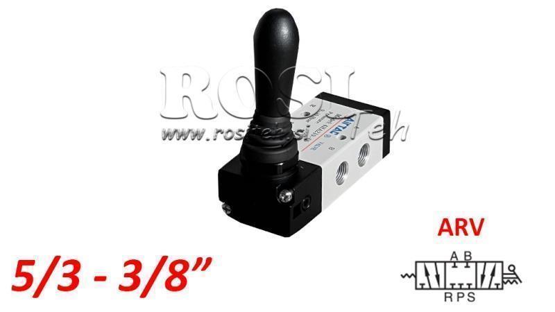PNEUMATISCHES HANDVENTIL 5/3 3/8 PRT-0852-ARV RÜCKGABE MIT FEDER