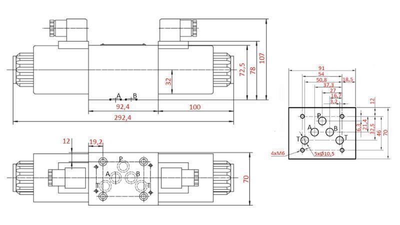 HYDRAULIK ELEKTROMAGNETISCHES VENTIL KV-4/3 CETOP 5 12/24/230V N6
