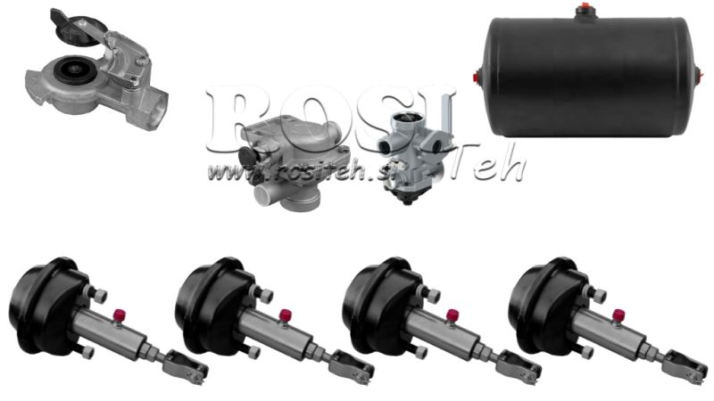 ENSEMBLE DE FREINS HYDRAULIQUES À AIR POUR REMORQUE SYSTÈME COMPLET À CIRCUIT UNIQUE 4 CYLINDRES