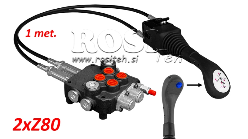 JOYSTICK 1X KNOP MET KABEL 1 M EN HYDRAULISCHE KLEP 2XZ80 L.