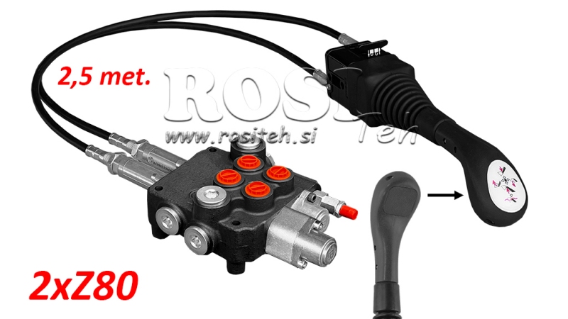 JOYSTICK WITHOUT BUTTON - BOWDEN CABLE 2,5 m + HYDRAULIC VALVE 2xZ80 + FLOATING FUNCTION