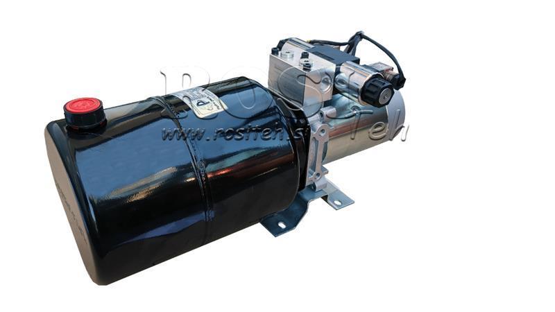 MINI AGREGAT HYDRAULICZNY 12V DC - 1.6kW = 2.1cc - 8 lit - montaż w kierunku podwójnym (metal)