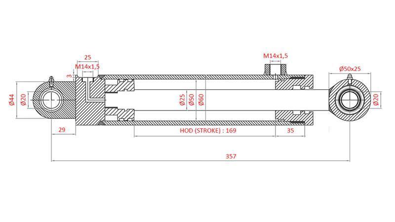 HYDRAULISK STYRINGSCYLINDER FIAT-NEW HOLLAND OEM-4997919, 4998944, 4998945, 5110840, 5125262