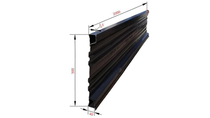 PANNELLO LATERALE PER RIMORCHIO RIBALTABILE 2 MET. - ALTEZZA 500 mm