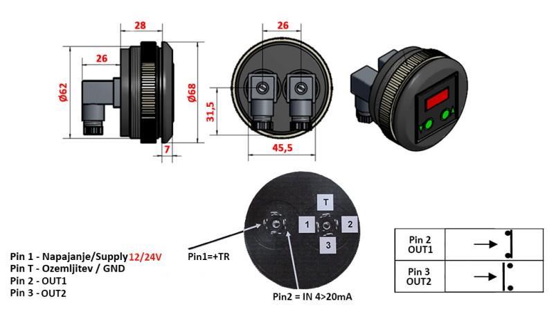 INTERUPTEUR DE PRESSION ÉLECTRONIQUE AVEC MANOMÈTRE KD59 0-400 BAR