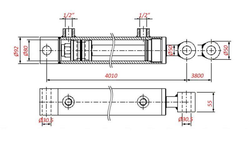 HYDRAULIKZYLINDER FÜR ZUG - BOHRUNG 80/50-3800