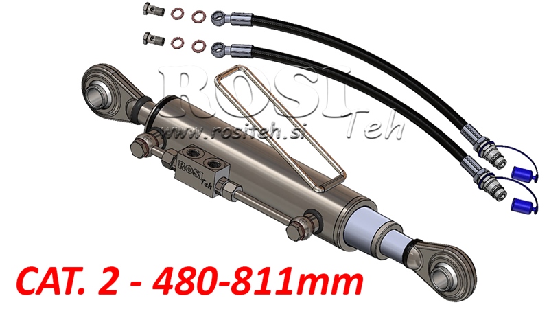 TELESCOPIC HYDRAULIC TOP LINK STANDARD - CAT. 2 (45-95 HP) - 480-811 mm (25,4/25,4 mm)