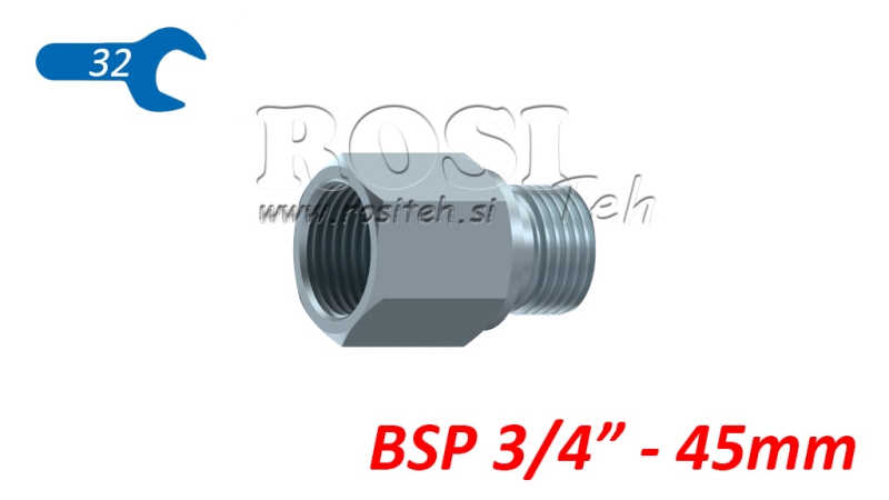 HYDRAULIKADAPTER MÄNNLICH-WEIBLICH 3/4 - VERLÄNGERT