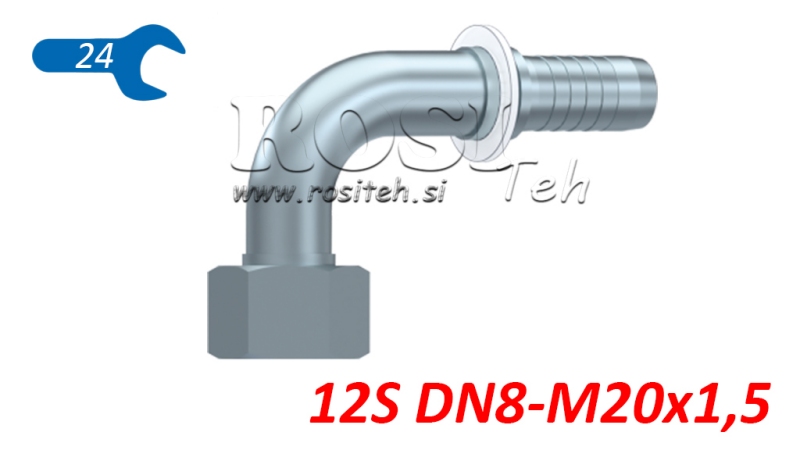 POŁĄCZENIE HYDRAULICZNE DKOS 12 Z KĄTOWYM ZŁĄCZEŃ ŻEŃSKIM 90 DN8-M20X1,5