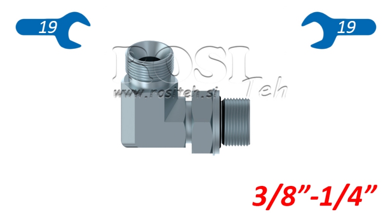 KNIE 90°MÄNNLICH - MÄNNLICH -ANPASSEND 3/8-1/4