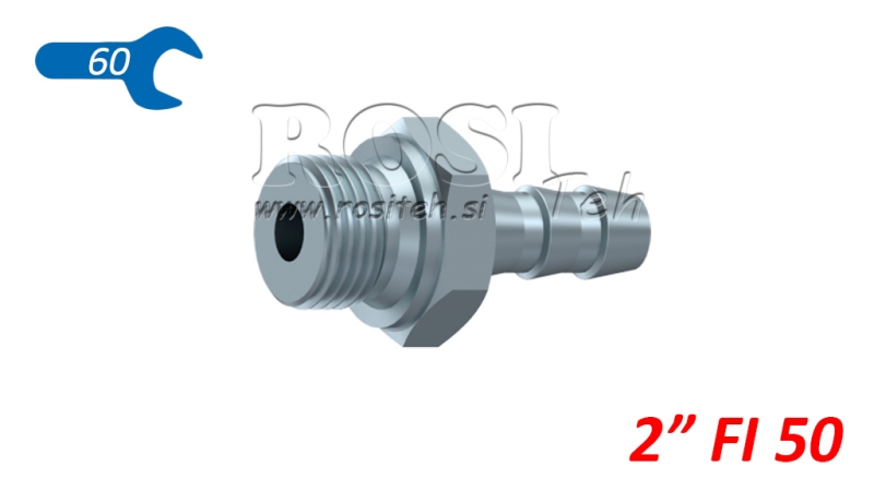 CONECTOR MACHO HIDRÁULICO 2 PARA MANGUEIRA DE BORRACHA DIÂMETRO 50