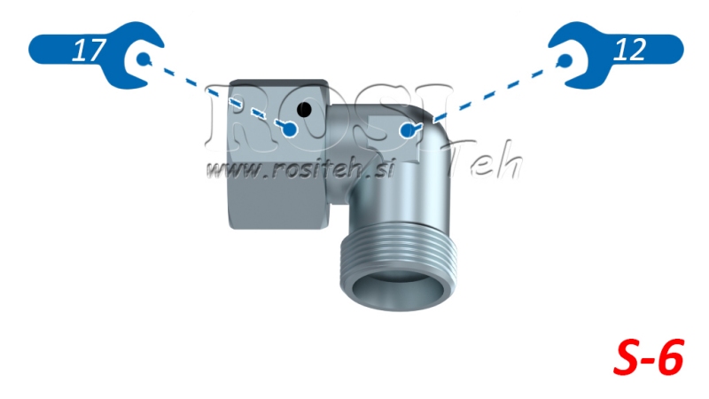 CODO HIDRÁULICO 90° S-6 CON TUERCA GIRATORIA M14X1,5