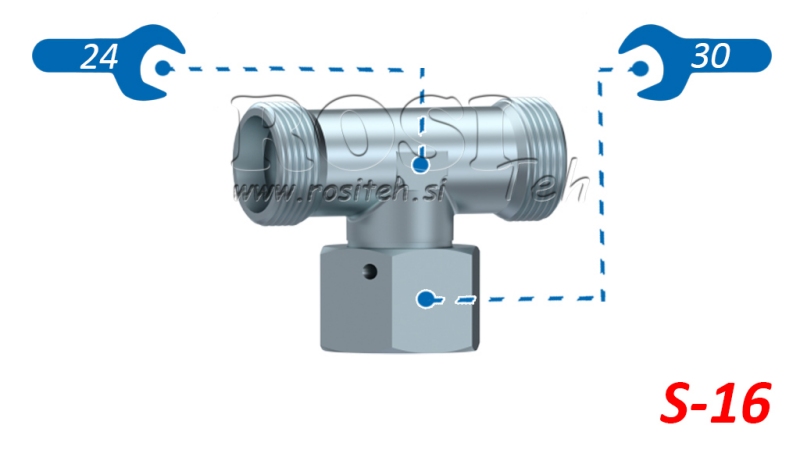 TRÓJNIK HYDRAULICZNY S-16 Z CENTRALNĄ NAKRĘTKĄ OBROTOWĄ M24X1,5