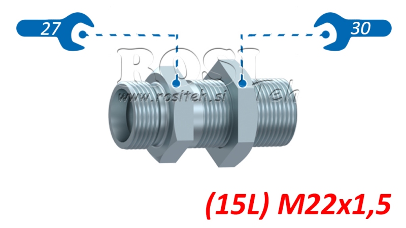 ХИДРАВЛИЧЕН ПРОХОДЕН ДВОЕН СЪЕДИНИТЕЛ (15L) M22X1,5