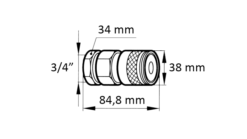 ACOPLAMENTO RÁPIDO ESCAVADEIRA FFH FEMEA 3/4 38MM