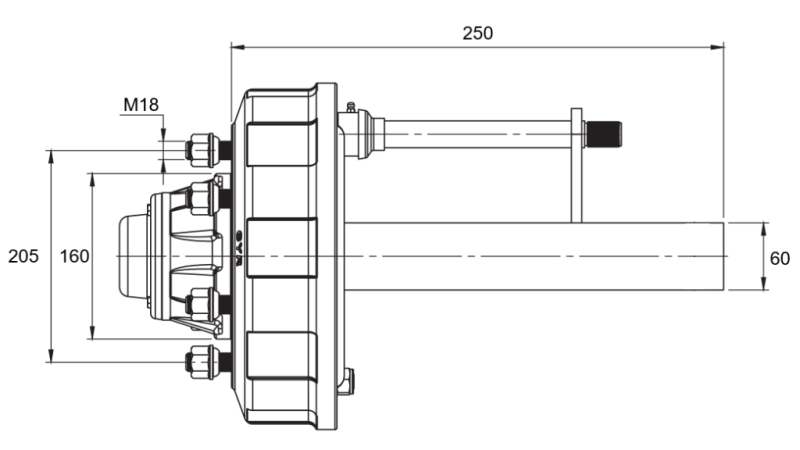 POLUOSOVINA S KOČNICAMA - 2700 kg (6 VIJAKA) - 250 mm