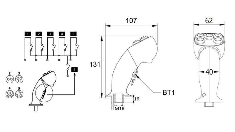 FERNSTEUERUNG HEBEL ROSI- JOYSTICK - 5 TASTEN + ZUSATZTASTE