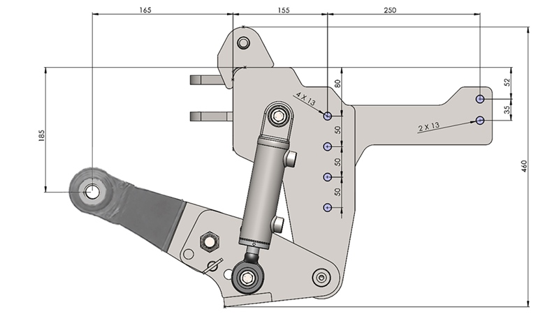 KOMPLETNÝ TROJBODOVÝ ZÁVES UNIVERZÁLNY CAT. 1 - PROFI STANDARD PRE TRAKTOR 800 KG (RAL PODĽA VÁŠHO VÝBERU)