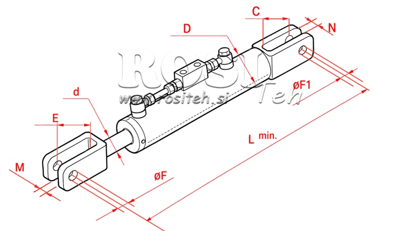 BRACCIO LATERALE IDRAULICO SOLLEVATORE - CASE-IH 80/40min.520 tipo (1) fi 26/22
