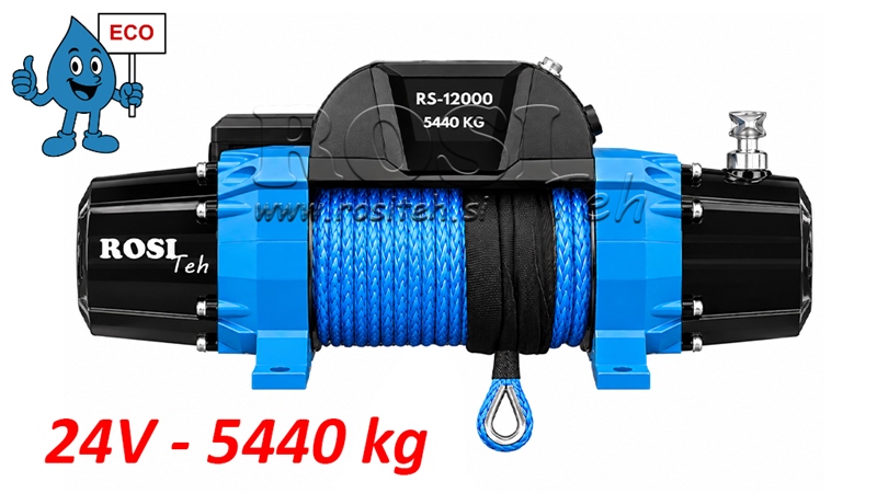 24 V ELEKTRISCHE SEILWINDE RS-12000 - 5440 kg - SYNTHETISCHES SEIL - ECO