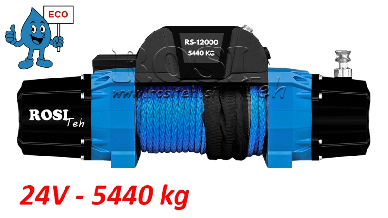24 V WYCIĄGARKA ELEKTRYCZNA RS-12000 - 5440 kg - LINA SYNTETYCZNA - ECO