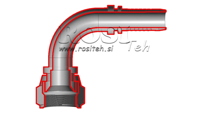 HYDRAULISCHER ANSCHLUSS DKJ JIC74° WEIBLICH KNIE 90° DN16-1