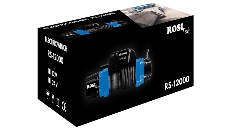 24 V ELEKTRISCHE SEILWINDE RS-12000 - 5440 kg - SYNTHETISCHES SEIL - ECO