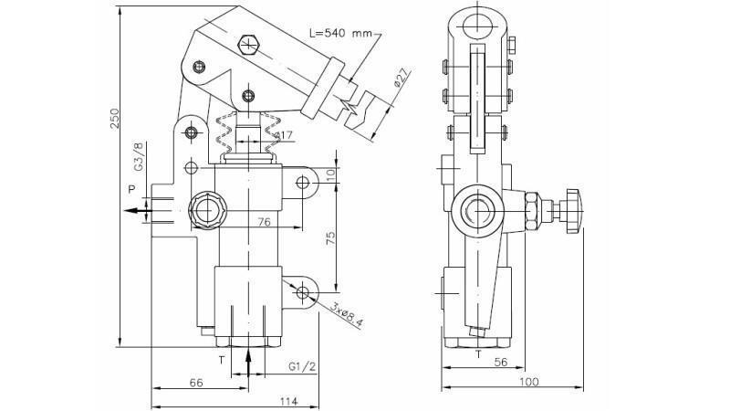 HAND PUMP 20CC -SD- SELF-SUFFICIENT SINGLE DIRECTION - dimensions