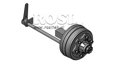 POŁOWA OSI Z HAMULCAMI 3.600 KG DŁ. 250 MM