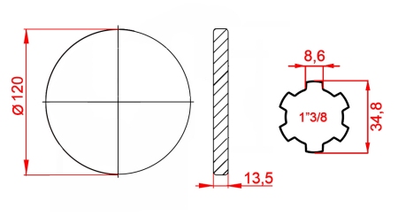 KARDANOVÝ ADAPTÉR S PRÍRUBOU 1-3/8 (125 mm)