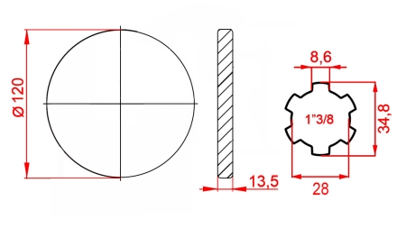 KARDANSKI ADAPTER S PRIRUBNICOM 1-3/8 (125 mm)