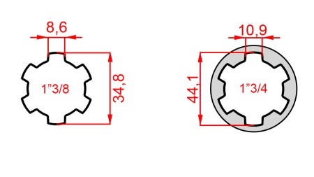 KARDÁN ADAPTER CSAPPAL 1-3/4-RŐL 1-3/8-RA (165 mm)