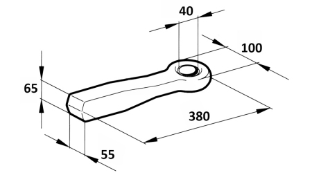PEVNÝ TAŽNÝ HÁK FI40 55x65 L380 - 10 000/1 500 KG