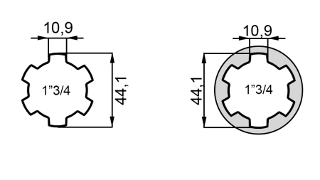 KARDANSKI NASTAVEK Z ZATIČEM iz 1-3/4  na 1-3/4 (165 mm)