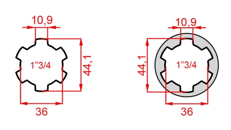 ADAPTADOR CARDÃ COM PINO DE 1-3/4 PARA 1-3/4 (165 mm)