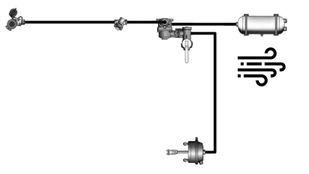 SET OF AIR BRAKES FOR TRAILER COMPLETE ONE CIRCULAR SYSTEM 1 CYLINDER