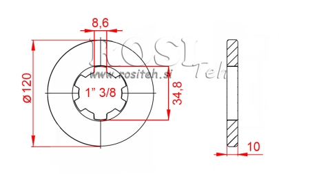 ADAPTATEUR CARDAN AVEC BRIDE ET GOUPILLE 1-3/8 (80 mm)