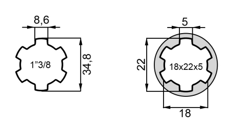 KARDANSKI NASTAVEK 1-3/8 18x22x5 - 6 ZOB