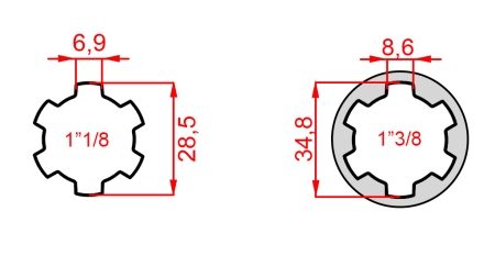 ZAPFWELLEN ANSATZ von 1”1/8  aufs 1”3/8