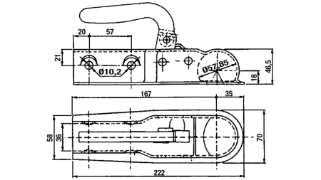 ANHÄNGERKUPPLUNG FÜR AUTOANHÄNGER RUND FI35