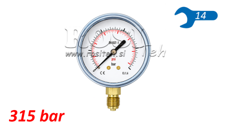 MANOMETER DN63 VERTICAL 0 - 315 BAR - 1/4