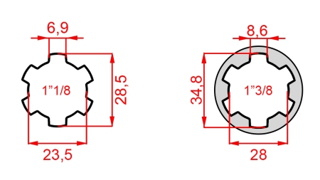 ADATTATORE CARDANICO DA 1-3/8 A 1-1/8 (140 mm)