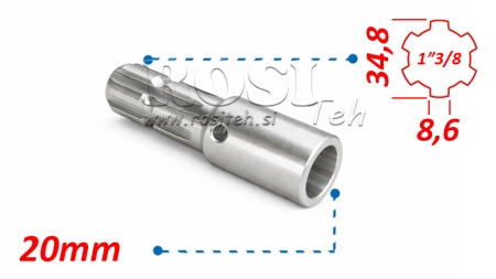 ZAPFWELLEN ANSATZ 1”3/8 - LOCH fi 20mm