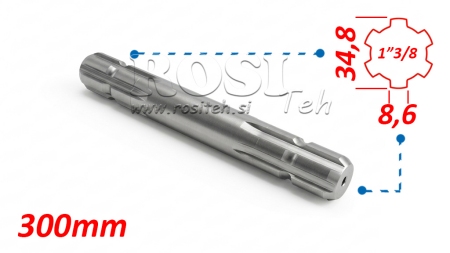 P.T.O. ADAPTER 13/8 BEGGE SIDER L=300