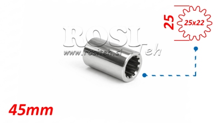 ZAPFWELLENADAPTER HÜLSE 25X22 (14 VERZAHNUNGEN) (45mm)